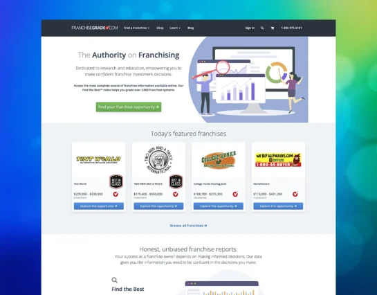 Franchise Grade Website Home Page.